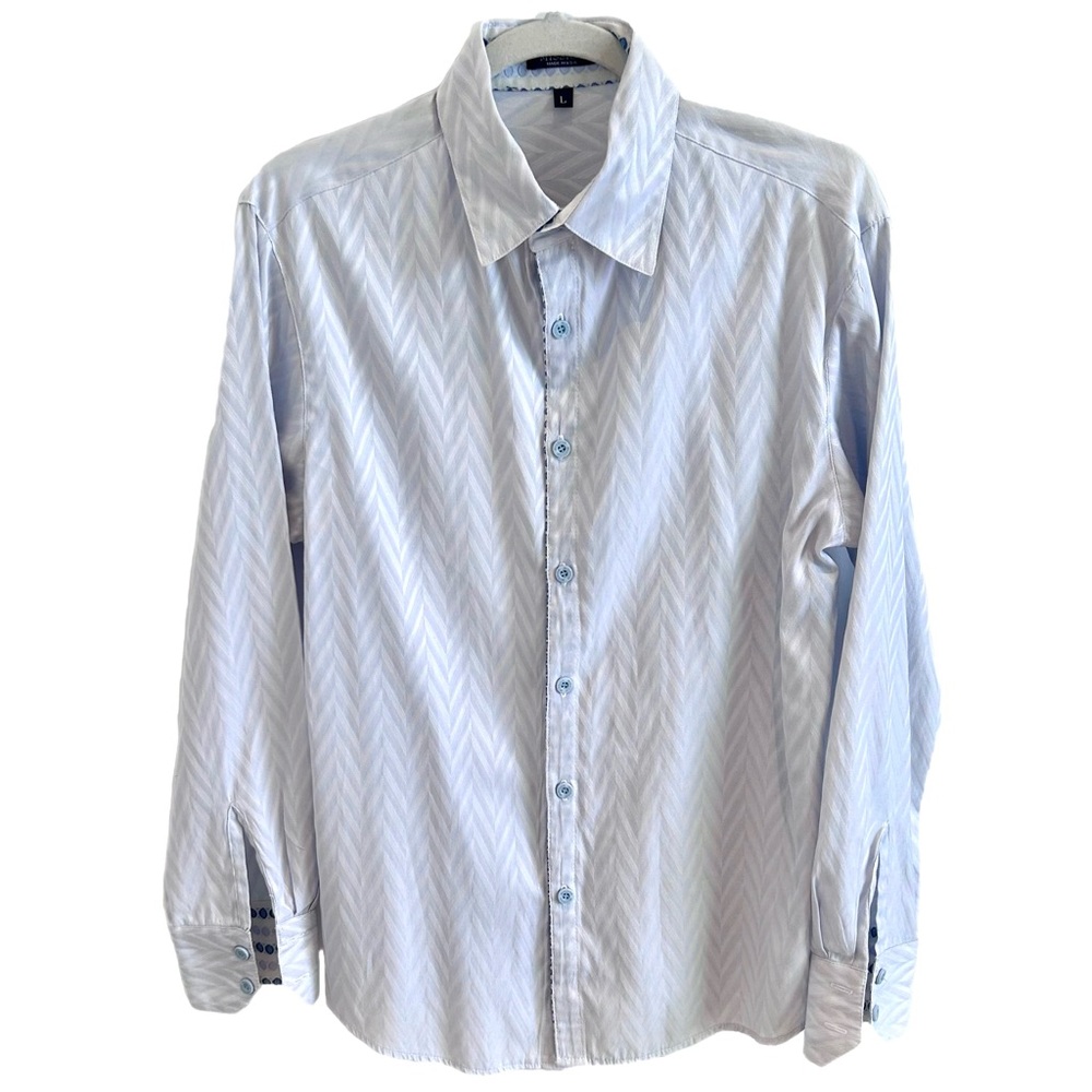 Vintage Mission Button DownShirt Mens Large Soft Blue Made in USA Cotton Blend
